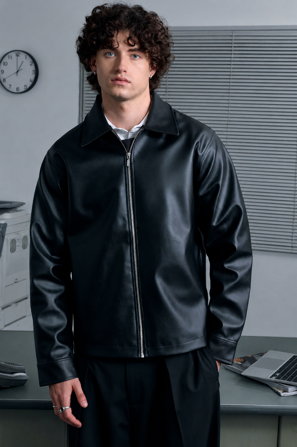 Stylish Black Leather Jacket - by PURESINS