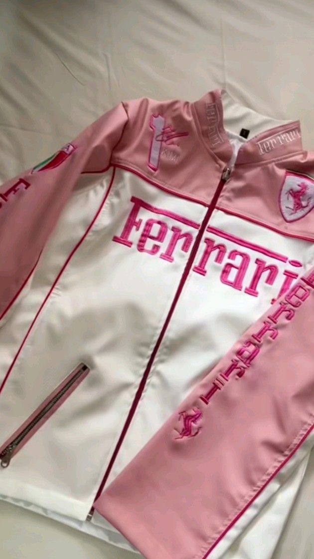 Ferrari F1 Pink Leather Jacket – Unisex Fit | High-Performance Outerwear