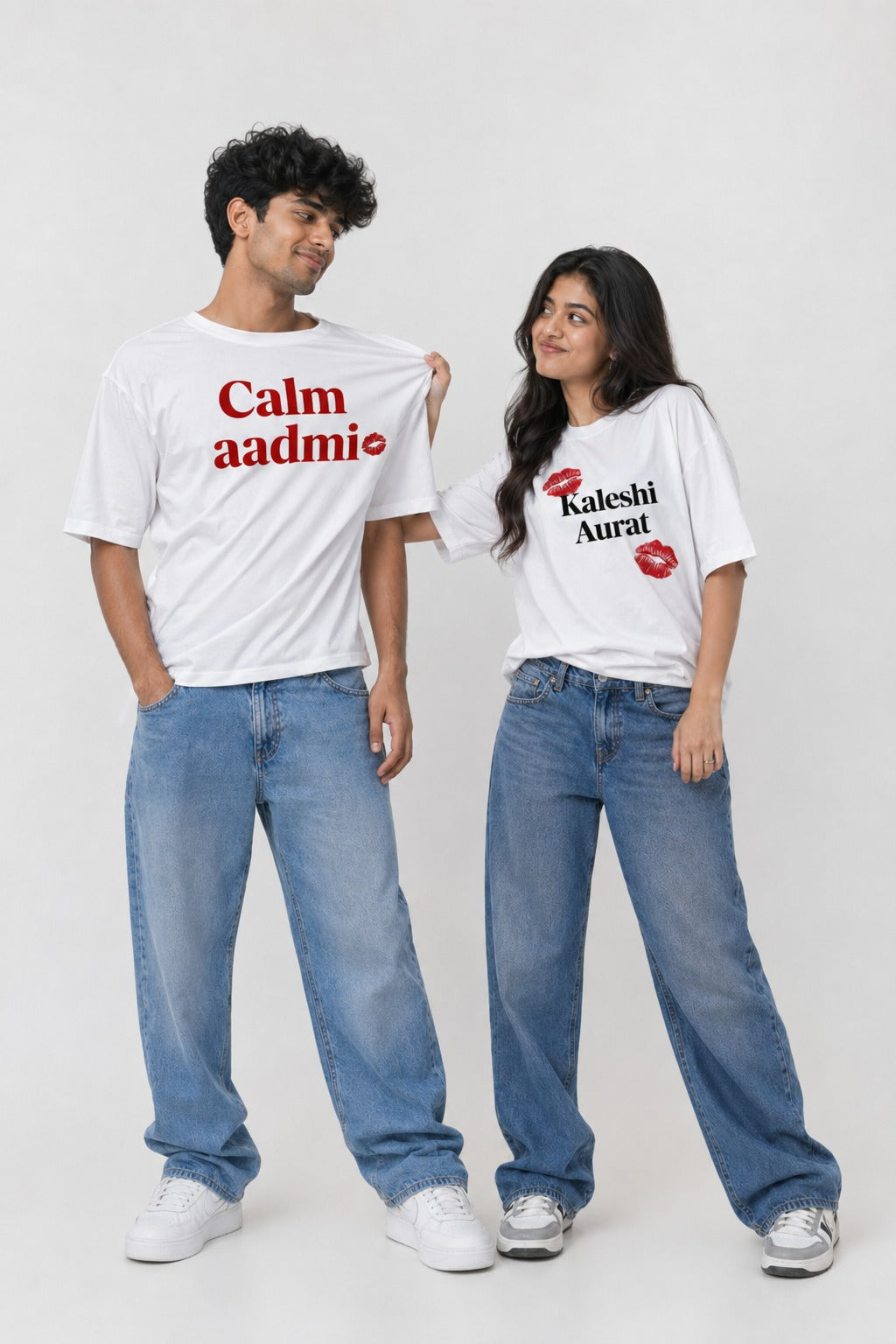 Kaleshi aurat calm admi oversized couple t-shirt
