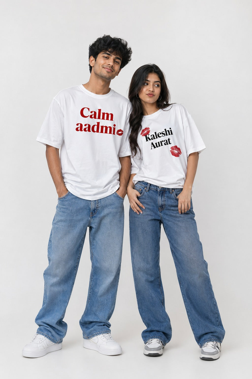 Kaleshi aurat calm admi oversized couple t-shirt