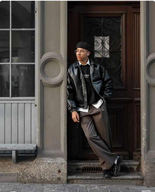 HIGH QUALITY LEATHER BOMBER JACKET