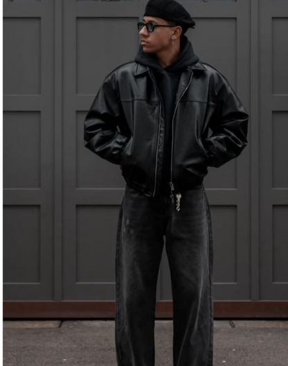 HIGH QUALITY LEATHER BOMBER JACKET