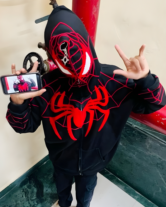 black spider man hoddiee unisex