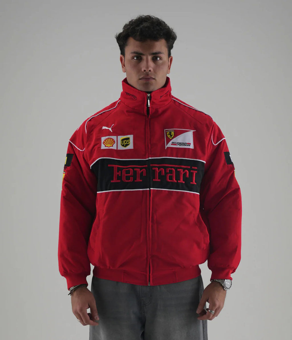 Red Ferrari Embroidered Jacket – Premium F1 Racing Gear