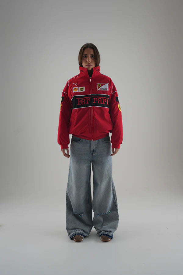 Red Ferrari Embroidered Jacket – Premium F1 Racing Gear
